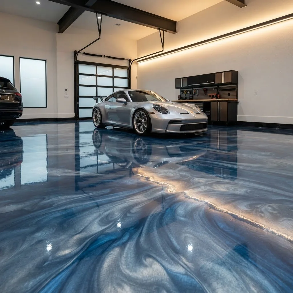 Metallic epoxy garage floor